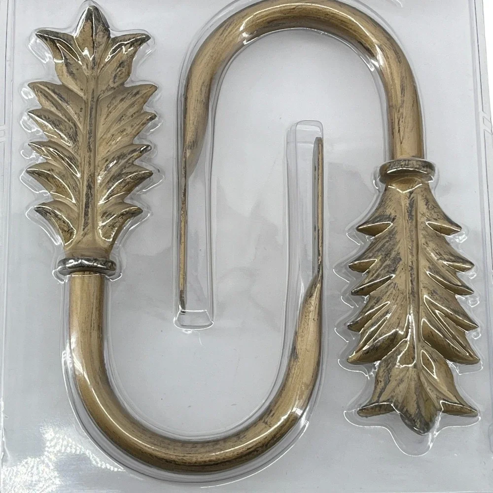 JCPenney Home Collection Scarf Holders Holdbacks Leaf Design Antique Gold